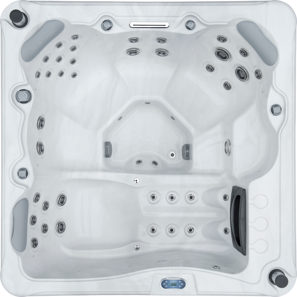 Image d'un jacuzzi blanc vu du dessus.