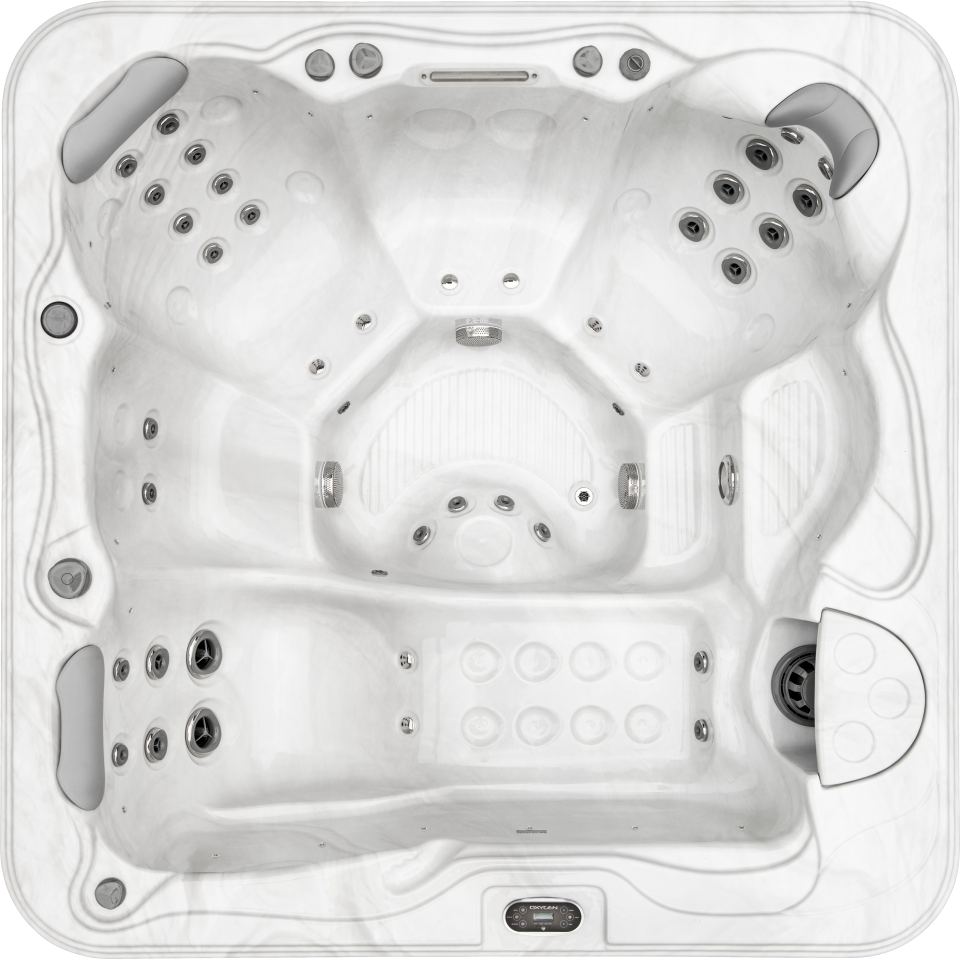 Image d'un jacuzzi blanc vu du dessus.