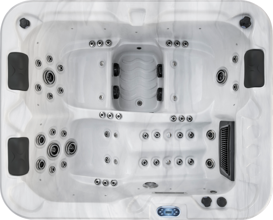 Image d'un jacuzzi blanc vu du dessus.