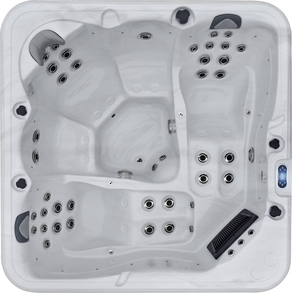 Image d'un jacuzzi blanc vu du dessus.