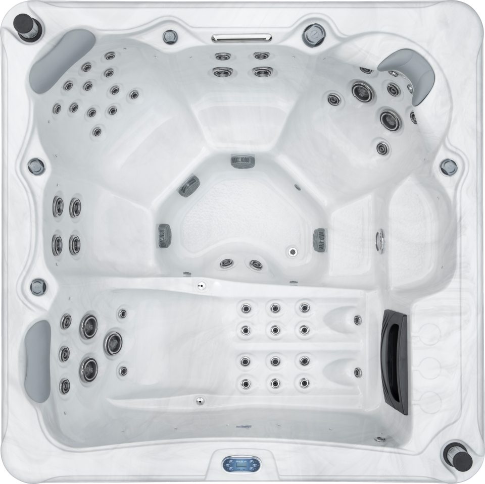 Image d'un jacuzzi blanc vu du dessus.