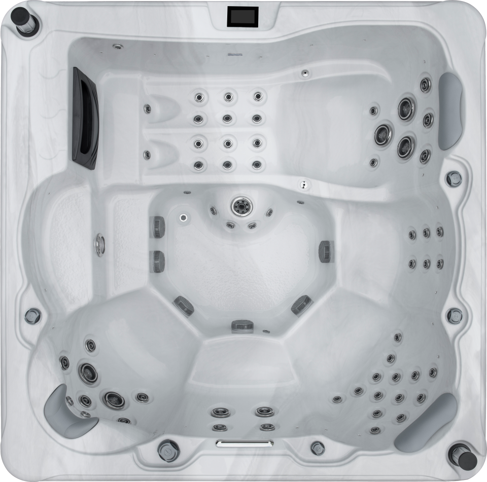 Image d'un jacuzzi blanc vu du dessus.