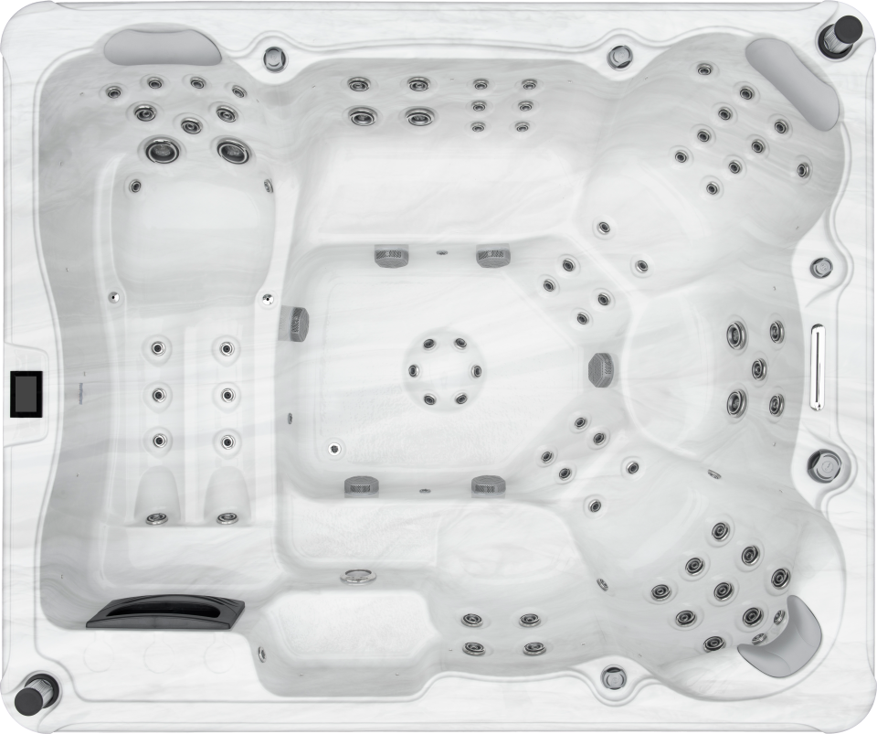 Image d'un jacuzzi blanc vu du dessus.