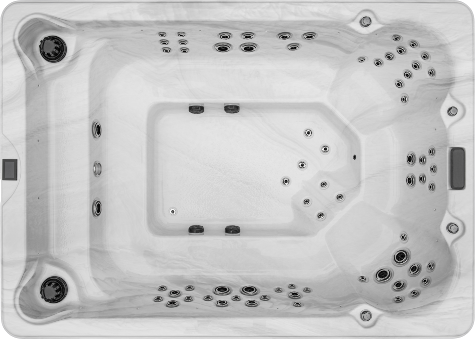 Image d'un jacuzzi blanc vu du dessus.