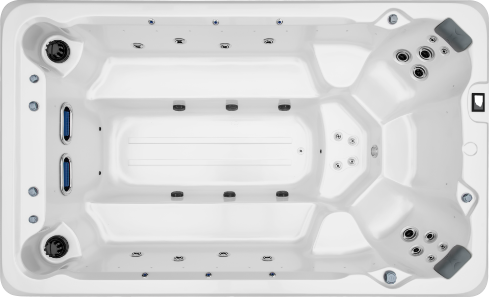 Image d'un jacuzzi blanc vu du dessus.