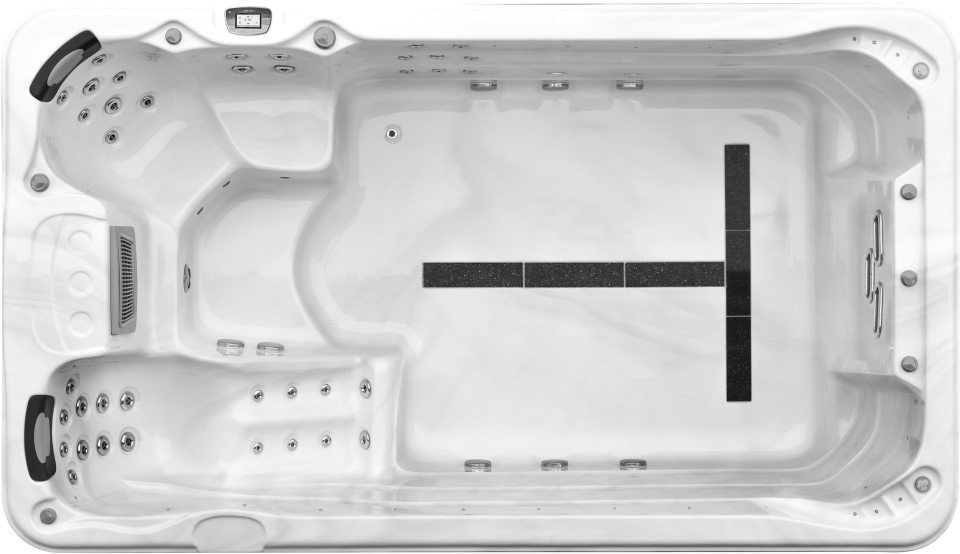 Image d'un jacuzzi blanc vu du dessus.