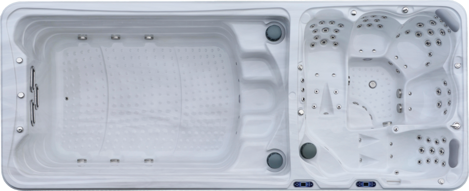 Image d'un jacuzzi blanc vu du dessus.